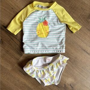 🌺10/$20 Baby Gymboree Yellow & Mint Pineapple Rashguard Swim Set